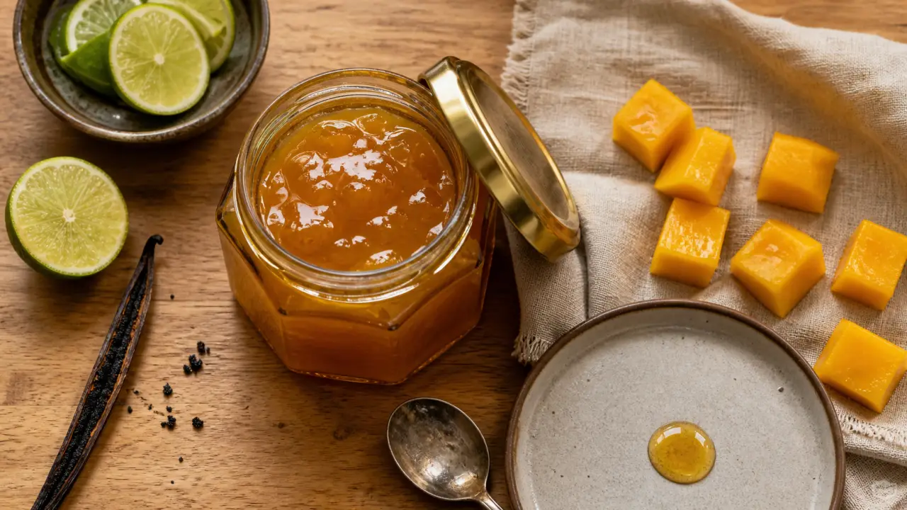 Confiture de mangue brillante au citron vert