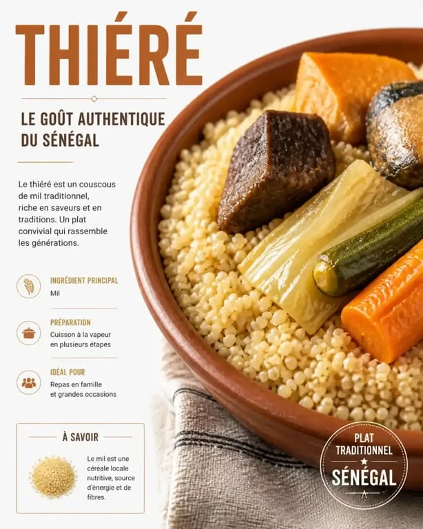 Plat de thiéré sénégalais traditionnel servi dans un bol