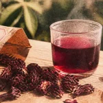 Bissap plante : tasse de boisson rouge aux calices d’hibiscus séchés