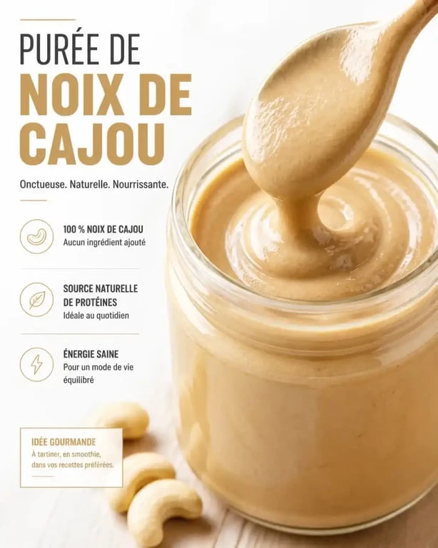 Bocal de purée de noix de cajou maison onctueuse et crémeuse