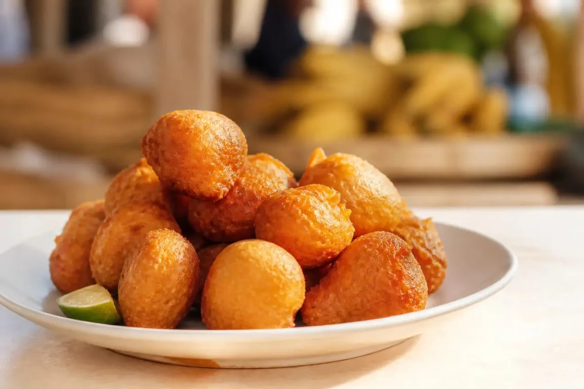 Gnonmi, beignets de mil traditionnels ouest-africains servis chauds