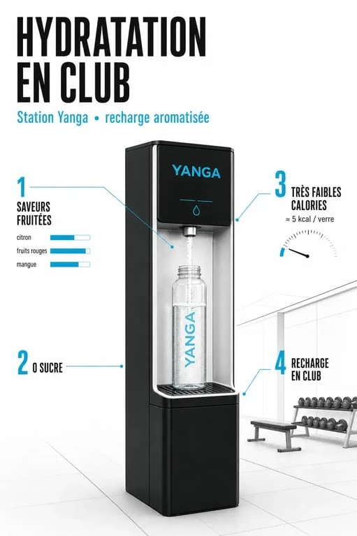 Yanga boisson : station de recharge en salle de sport et saveurs fruitées