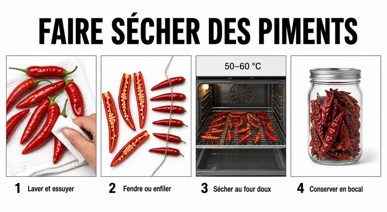 Comment faire sécher des piments : étapes de préparation, séchage et conservation