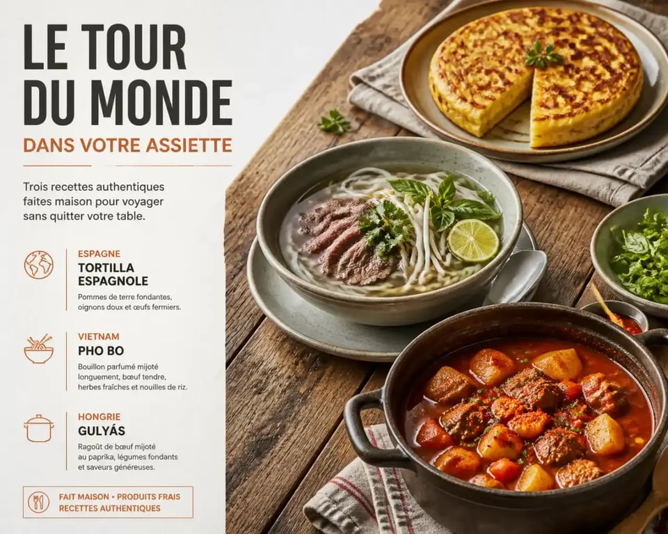 Cuisiner les spécialités locales découvertes lors de vos voyages : table de plats du monde faits maison