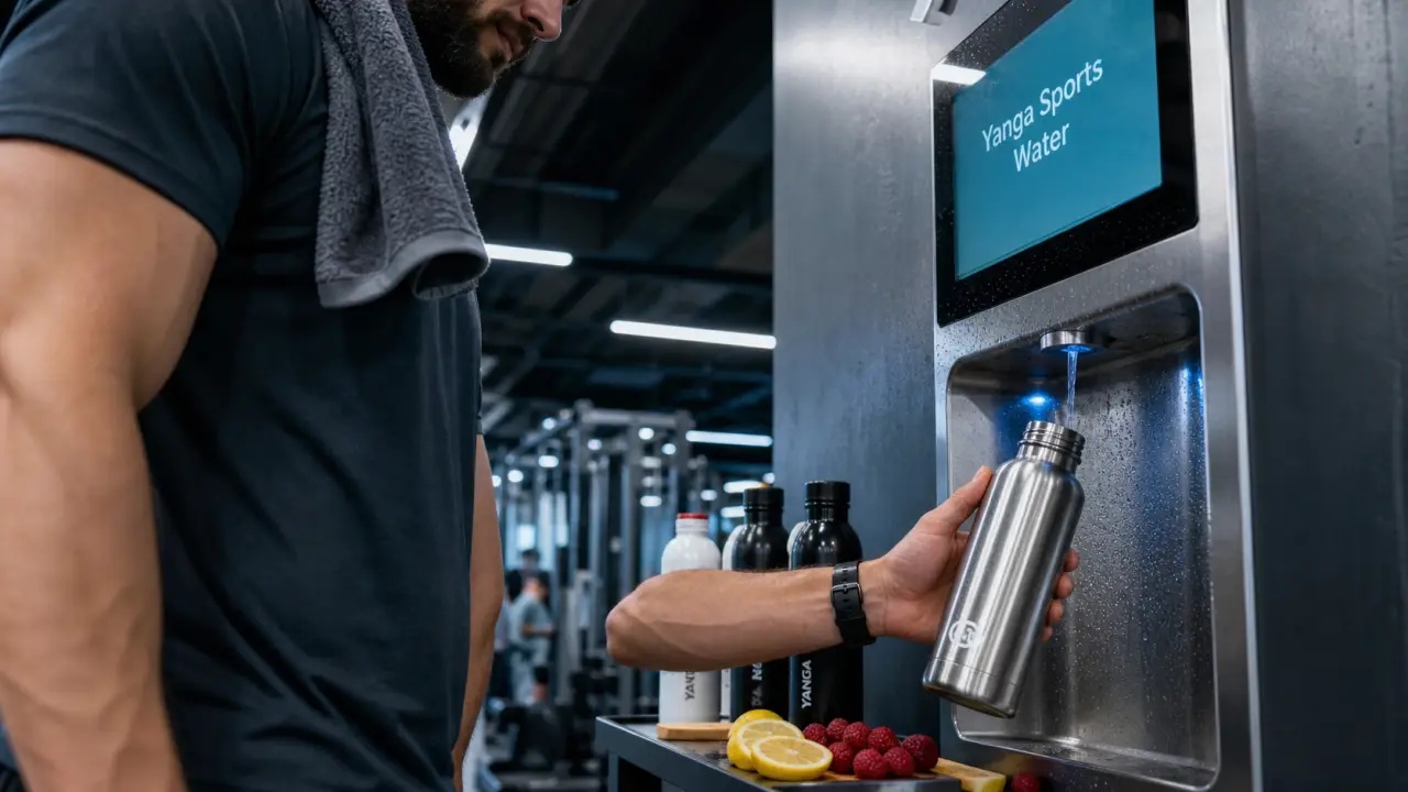 Yanga boisson : recharge en salle de sport, gourde remplie à la station d’hydratation