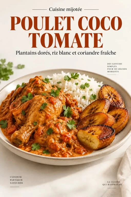 Recette poulet banane plantain au lait de coco avec bananes plantain dorées