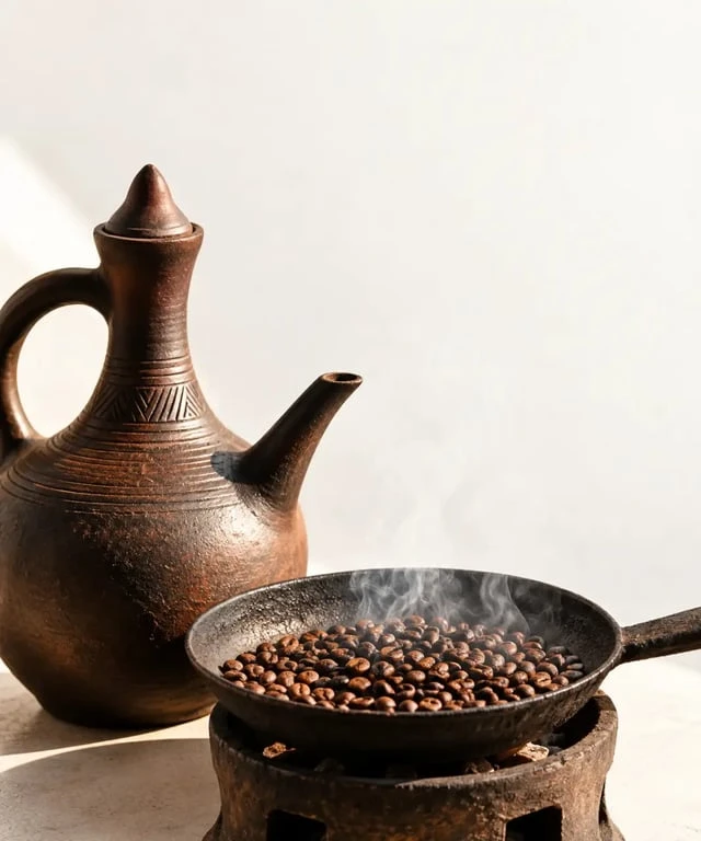 Cérémonie traditionnelle du café dans la nourriture éthiopienne