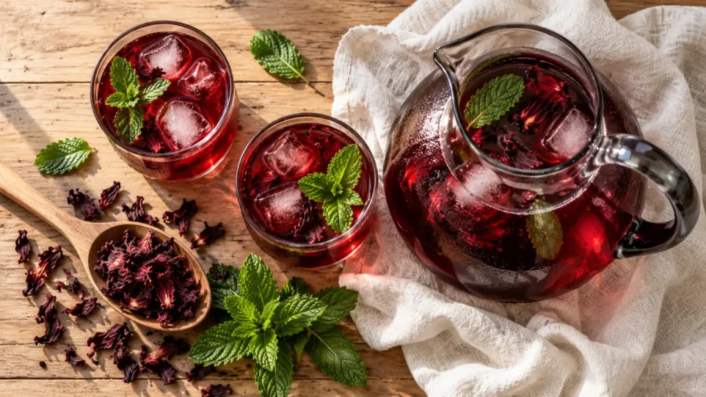 Bissap menthe : une infusion rouge et fraîche, sans amertume
