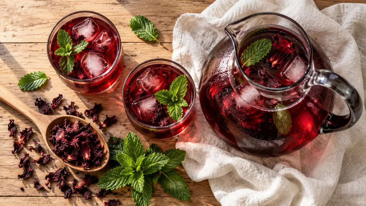 Bissap menthe rouge fraîche, infusion hibiscus à la menthe