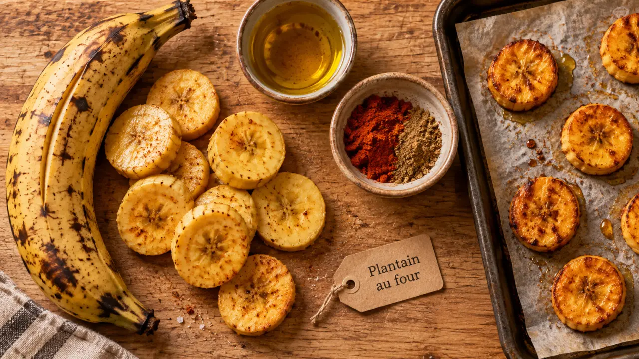 Cuisson banane plantain au four : rondelles dorées