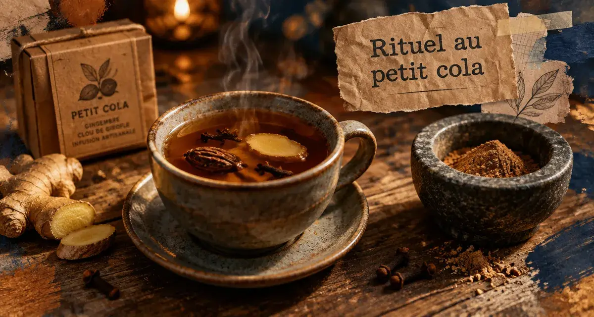 Infusion petit cola, gingembre et clou de girofle, boisson chaude épicée.